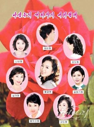 제비형·포도형 등 북한 여성들의 머리형태. /대외선전매체 '메아리' 캡처