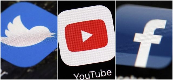 왼쪽부터 트위터, 유튜브, 페이스북. 북대서양조약기구(NATO) 산하 연구원이 지난해 12월 6일 발표한 보고서에 따르면 수만개의 좋아요와 댓글 등을 구입할 수 있음에도 소셜미디어 회사들은 이러한 조작된 활동을 막지 못하고 있다. /AP연합뉴스