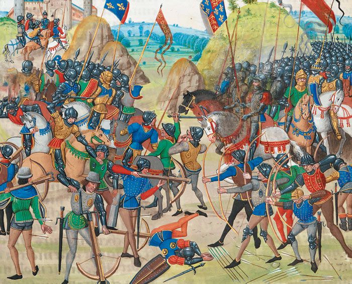 14세기에 영국과 프랑스의 백년전쟁을 담은 그림. 
