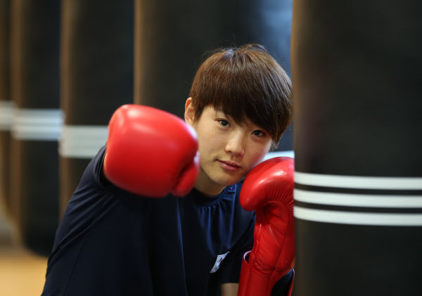 오연지가 2018년 9월 충북 진천선수촌에서 본지와의 인터뷰에서 포즈를 취하는 모습./박상훈 기자