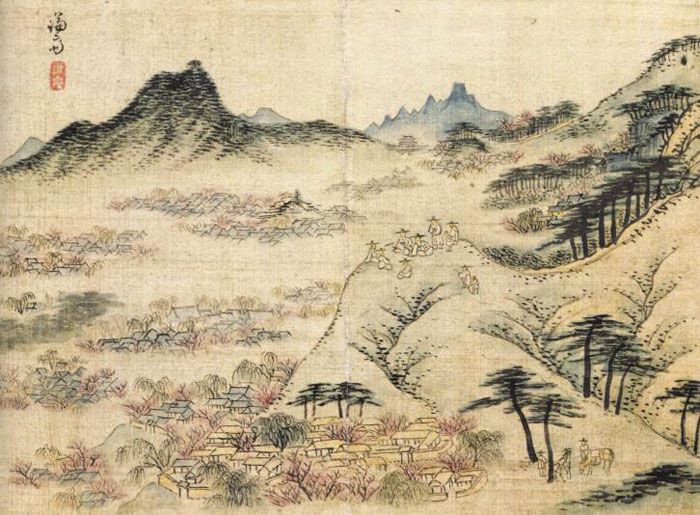 겸재 정선의 18세기 그림 '필운대 상춘도'.