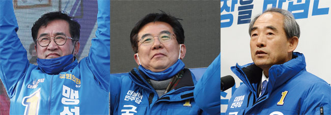 21대 총선 교통관료 출신 당선자. (왼쪽부터) 맹성규 전 국토교통부 2차관(현 의원), 정일영 전 인천국제공항공사 사장, 윤준병 전 서울시 행정1부시장. photo 뉴시스