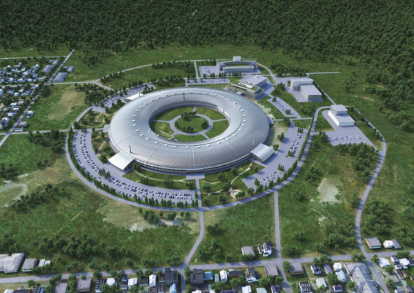 Aerial view of multipurpose radiation accelerator entering Ochang-eup, Cheongju-si, Chungbuk.