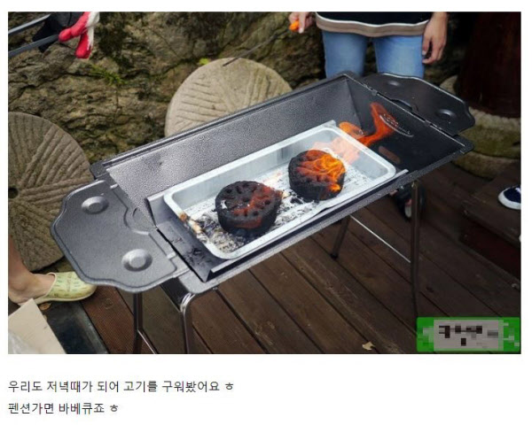 이 글에서 글쓴이는 마당에서 바비큐를 해 먹었다고 썼다. 야외 잔디밭을 비롯한 쉼터 전체는 윤미향 전 대표의 부친이 관리해왔다. /온라인 캡처