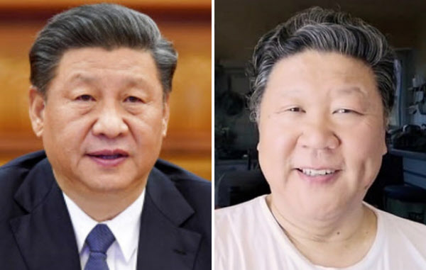 시진핑 중국 국가주석과 시 주석 닮은꼴로 검열 대상에 오른 중국 성악가 류커칭/AP 연합뉴스 웨이보