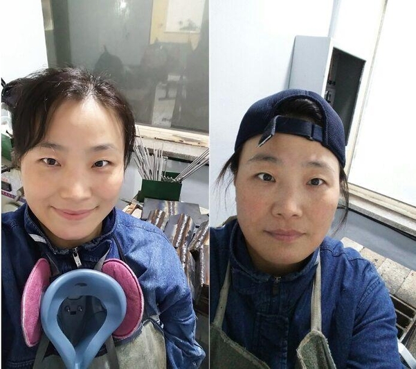 폴리텍대 익산캠퍼스 진학 후 용접기능장을 취득한 이선숙 씨. 사진은 2017년 여름 자격증 준비할 때 모습 /본인 제공