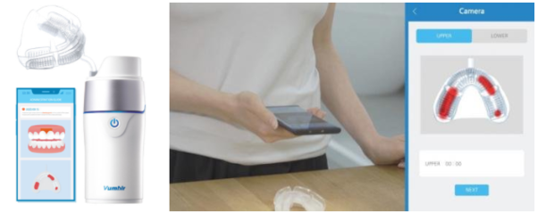 범블러는 마우스피스를 통해 잇몸을 관리할 수 있다. 관리 후 벗은 마우스피스를 전용 앱으로 찍으면 맞춤형 잇몸 관리 가이드를 제공받을 수 있다. /닥터픽