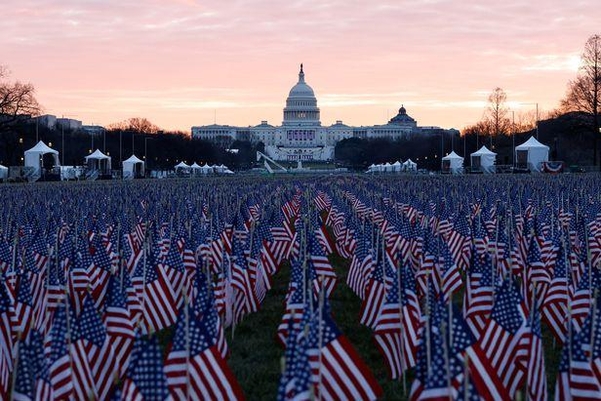 National Mall’Field of Flags’ filled with stars and stripes ahead of Joe Biden’s inauguration ceremony