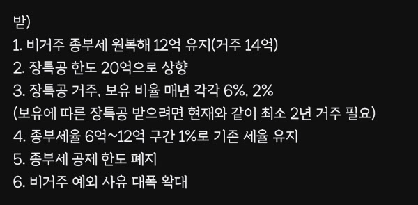 [땅집고] 최근 온라인 상에서 확산하고 있는 '세제개편 지라시' 내용. /온라인 커뮤니티 캡처