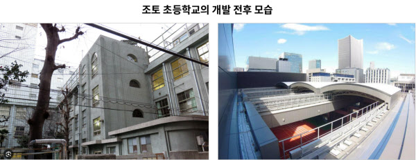 [땅집고] 낡은 조토 초등학교가 재개발로 대형건물의 1~4층에 들어섰다. 사진은 개폐식 운동장./홈페이지