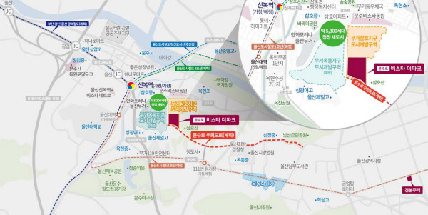 [땅집고] 울산 남구 무거동에 들어서는 '문수로 비스타 더파크' 위치도. /분양 홈페이지