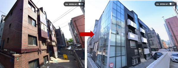 [땅집고] 김강우가 빨간 벽돌로 이뤄졌던 서울 서초구 양재동 빌딩을 매입한 뒤 깔끔하게 리모델링한 모습. /네이버 거리뷰