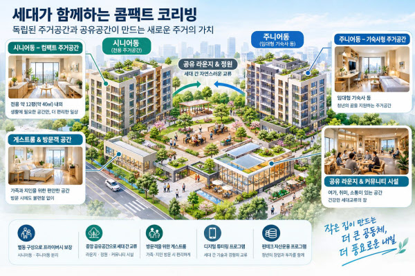 [땅집고] 세대가 함께 하는 코리빙 개념. /AI생성형 이미지