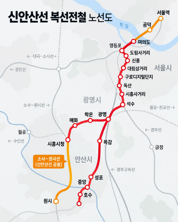 [땅집고] 신안산선 노선도. /자료=국토부, AI 생성 이미지