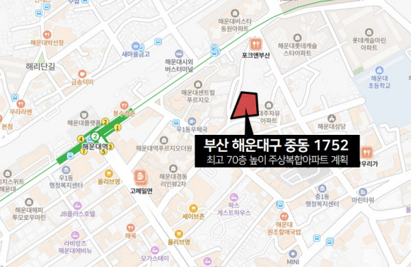 [땅집고] 부산 해운대구 중동 1752번지 위치. /이지은 기자
