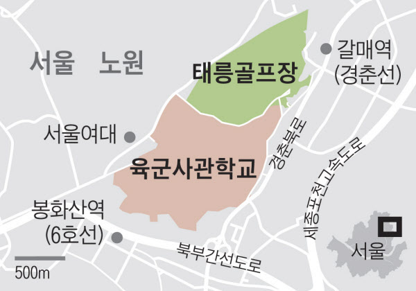 [땅집고] 서울 성북구 태릉CC 위치. /조선DB